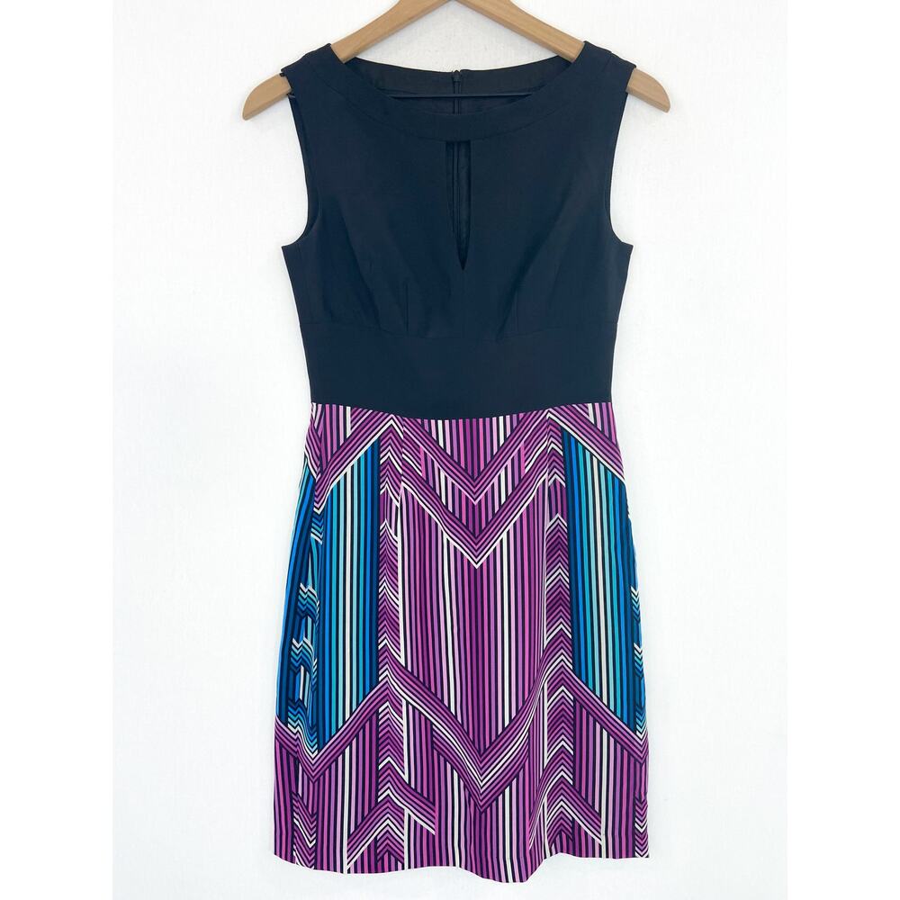 Trina Turk size 0 Women's Purple Silk Sleeveless Sheath Cocktail Coda Dress 0